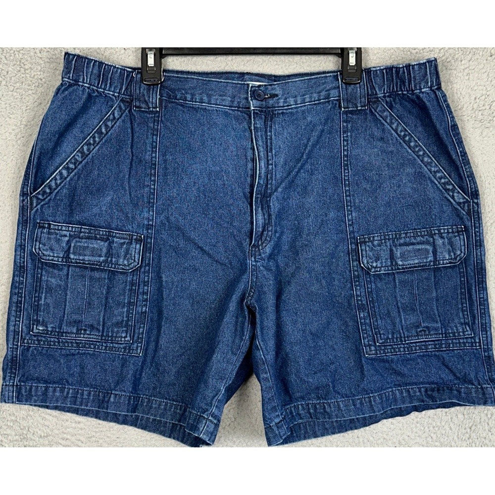 Savane Shorts Mens 42 Blue‎ Cargo Safari Jean Denim Relaxed Fit Stretch Waist